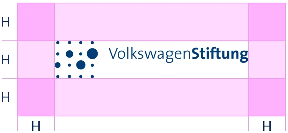 Logo der VolkswagenStiftung mit farbig gekennzeichneter Schutzzone