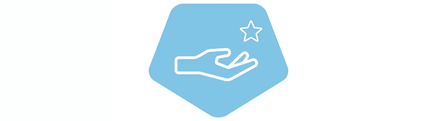 Illustration mit Hand, darüber ein Sternsymbol