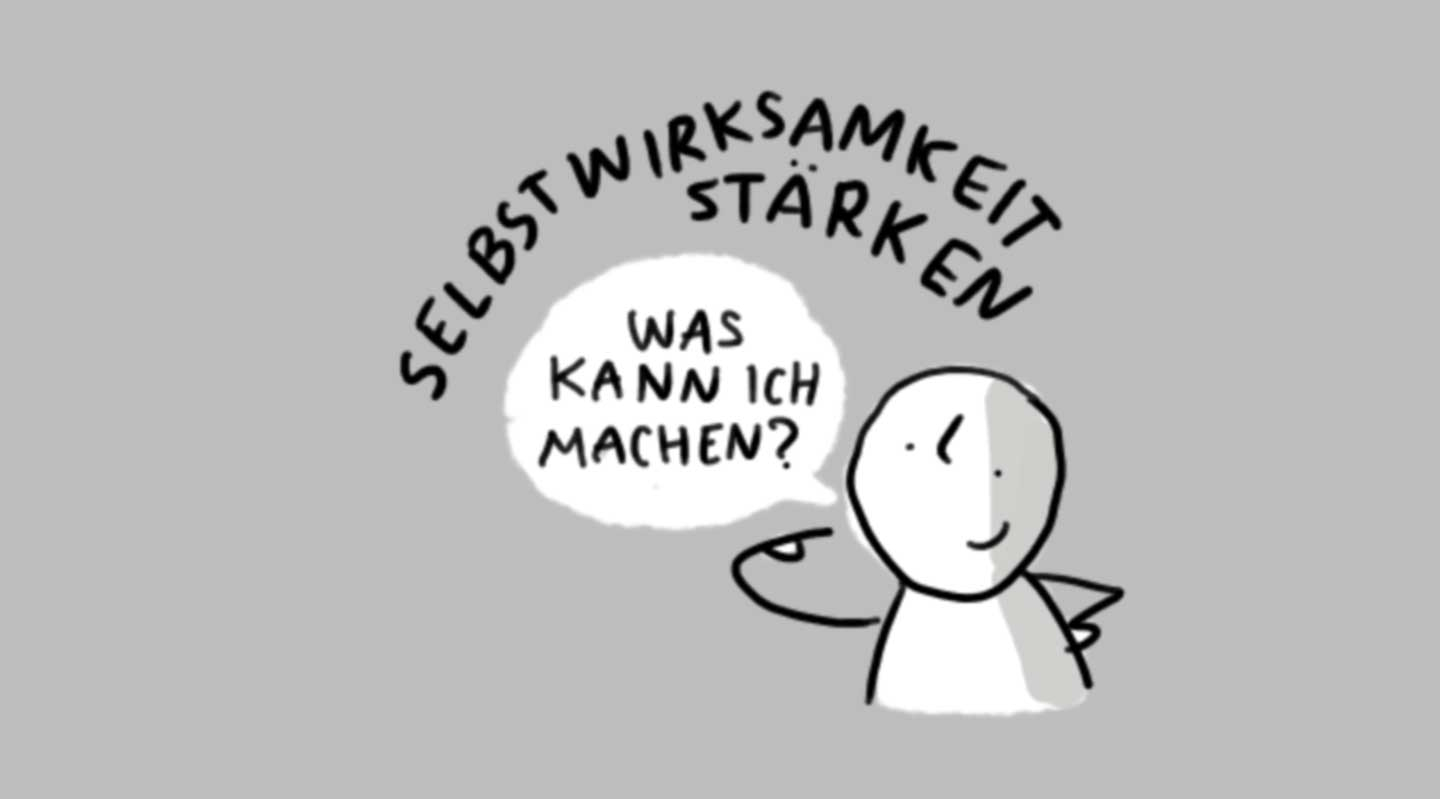 Illustration zum Thema Selbstwirksamkeit mit Person, die fragt, was sie machen kann