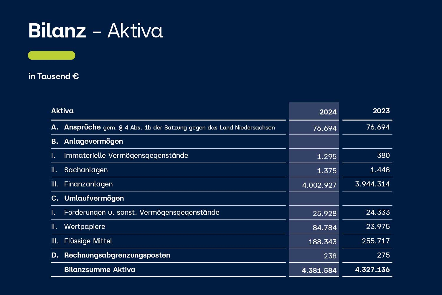 Bilanz 2024 - Aktiva