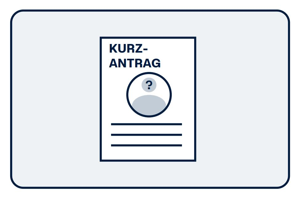 Illustration zeigt stilisiert einen Kurzantrag und ein DPR Consent Formular