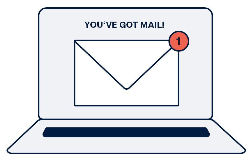 Illustration of a laptop with "You've got mail"