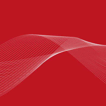 Abstrakte weiße Linien formen Wellen auf rotem Hintergrund.