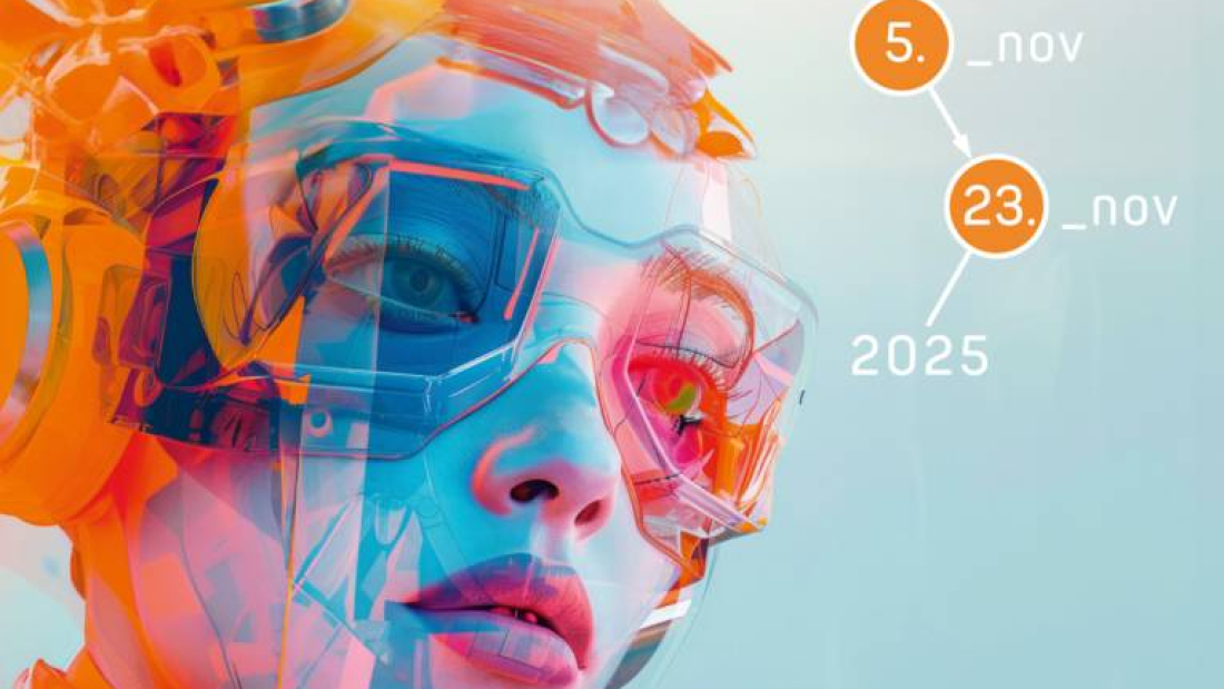 Ein Cyborg mit einer Brille und das Datum 5.11.25 dargestellt als chemische Verbindung